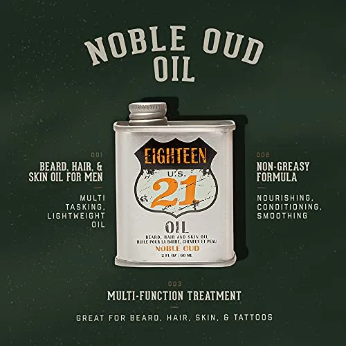 18.21 Man Made OIL - Beard, Hair & Skin - Noble Oud, 2 oz.