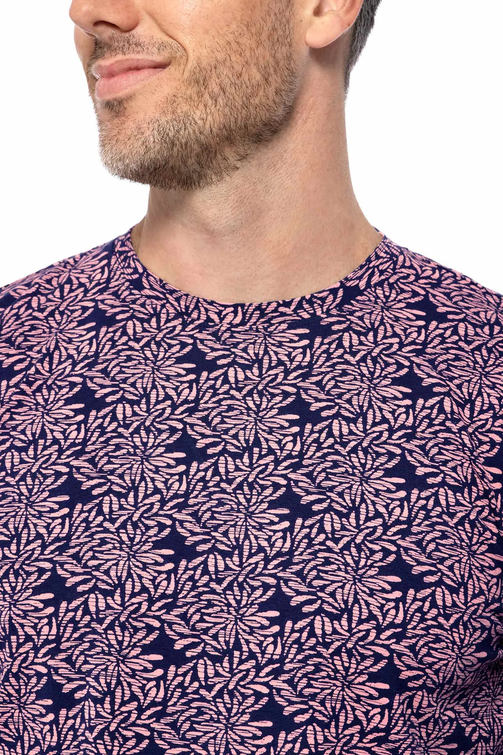 Men's Morada Everyday Long Sleeve T-Shirt  |  Peachy Pink Etched Flowers