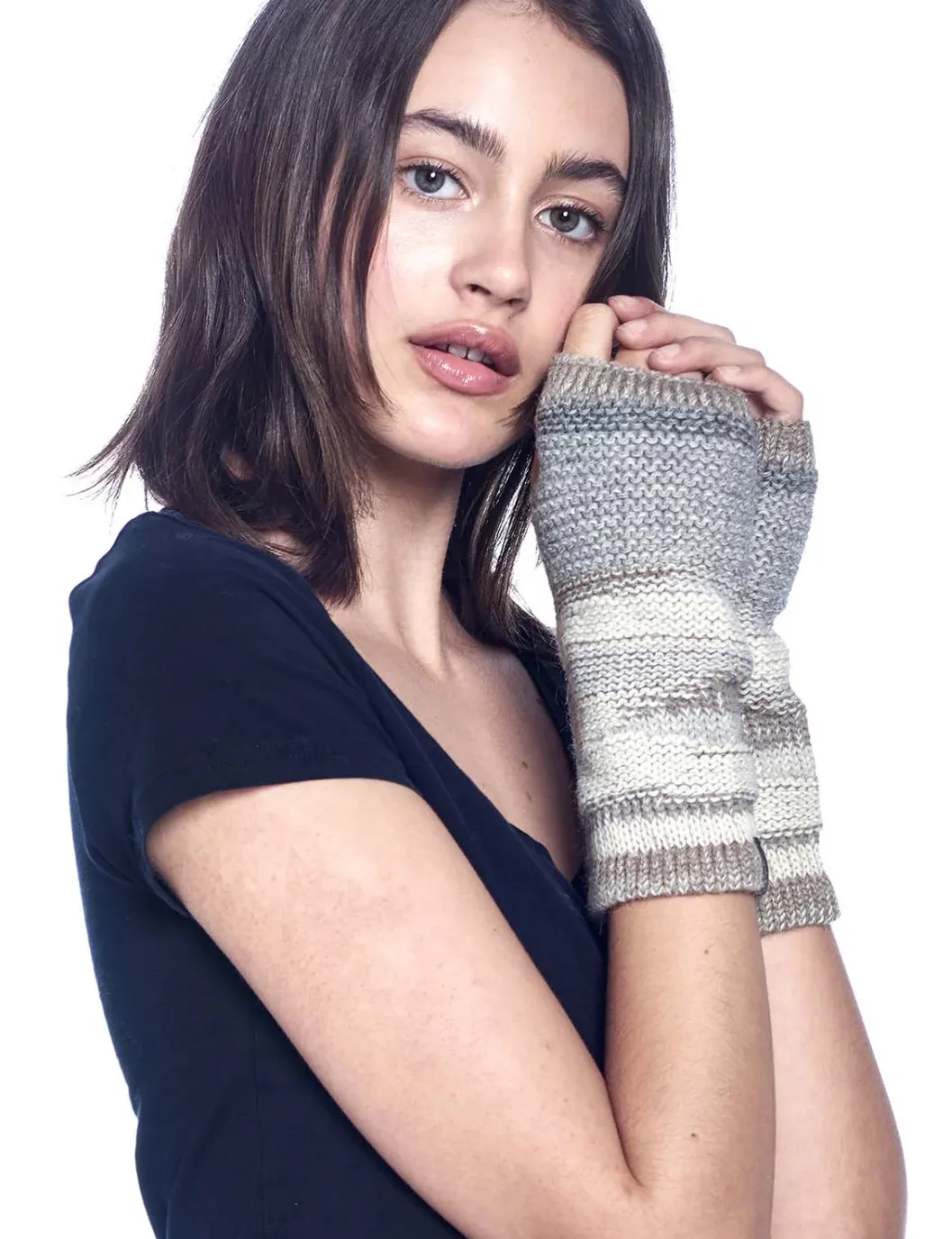 Shupaca Colorado Fingerless Gloves -Ivory