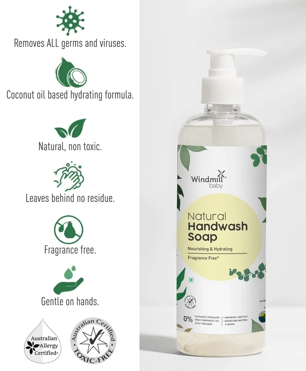 Windmill Baby Natural Fragrance Free Handwash Liquid Soap- 450 ml